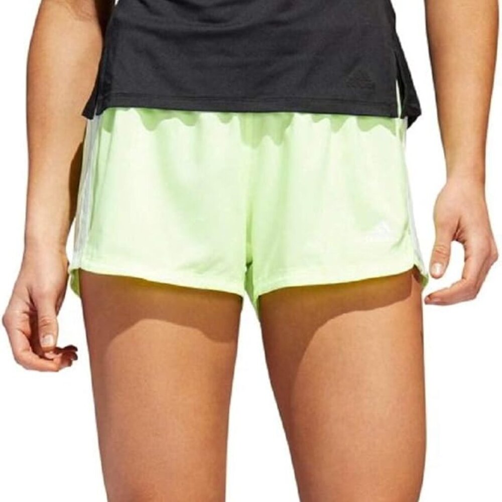 Women's adidas 3-Stripe Woven Shorts Hi-Res Volt/White, Size Small